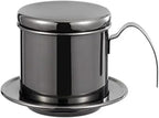 Stainless Steel 304 Vietnamese Coffee Filter Cup Drip Pot Simple And Portable Household Coffee Filter Cup Traditional Tool(Black)