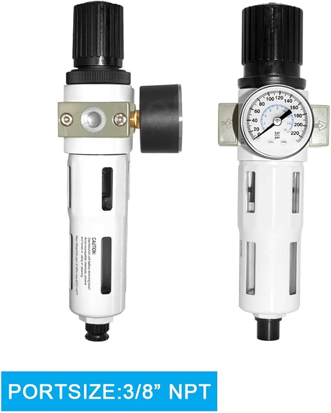 Beduan 3/8" Heavy Duty NPTCompressed Air Pressure Regulator Filter,Water/Oil Trap Separator Combo Tool Compressor Filter(MINI)
