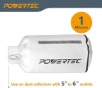 POWERTEC 70334 Dust Filter Bag for Wall Mount Dust Collectors, 1 Micron, For Grizzly, Shop Fox, Rockler Delta, Wen, and POWERTEC DC5371/ 5372