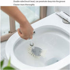 Plastic Toilet Brush，Toilet Bowl Scrubber,Toilet Brush Toilet Brushes and Brush Holders Double Bristles Quick Dry Deep Cleaning Add Long Handle
