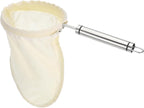 uxcell 1 Pcs Cloth Coffee Filter Bags, Coffee Sock Filter, Reusable Coffee Strainer with Stainless Steel Handle, Small, Yellow