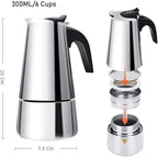 ZJchao Eagle Beak Design Moka Pot Portable Stainless Steel Coffee Maker Pot Pressure Extraction for Rich Flavor Suitable for All Stoves (02)