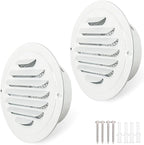 4 Inch Round Air Vent Covers,LouanXpert Stainless Steel Soffit Vent Covers Louvered Grille Cover Vent Flat Ducting Ventilation Air Outlet with Built-in Fine Mesh for House,Garage, RV(100mm - 2PCS)