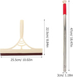 Multifunctional Glass Door Squeegee with Long Handle, Dry and Wet Use Floor and Mirror Cleaner for Bathroom Shower Windows, Khaki Household Water Scraper