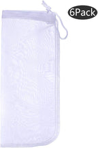 ALEGI Media Filter Bag Aquarium Extra Fine,Reusable 180 Micron Drawstring Mesh Filter Bags for Very Fine Resins Filter (10"*3.9" (6 Pack))