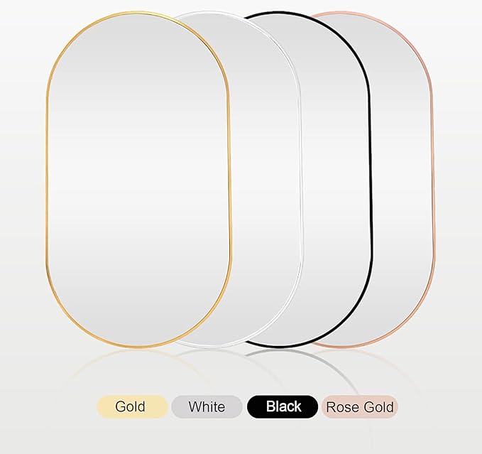 Oval LED Illuminated Bathroom Mirror, Wall-mounted Vanity Makeup Mirror with Demister Pad, 3 Dimmable Color Temperatures & Touch Control, Metal Frame Anti-Fog Lighted Wall Mirror ( Color : Rose Gold F