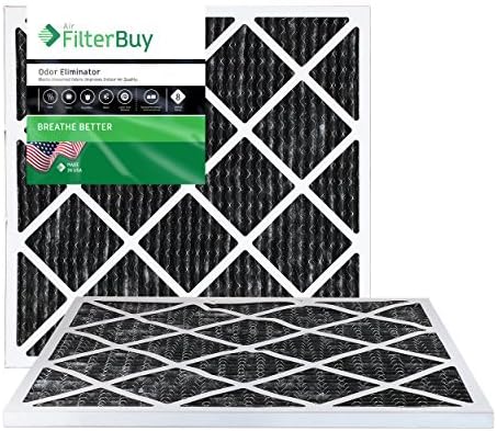 Filterbuy 25x25x1 Air Filter MERV 10 Odor & Allergy Defense with Activated Carbon (2-Pack), Electrostatic Pleated HVAC AC Furnace Filters Replacement, Made in USA (Actual Size: 24.50 x 24.50 x 0.75)