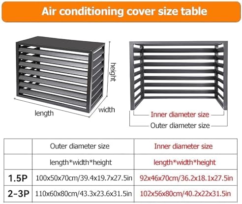 Outdoor Air Conditioner Cover Aluminum Decorative Fence Privacy Screen Protective Grilles for Heat Pumps Trash Can Enclosure Flower Stand Perfect for Concealing (Gray 100x50x70cm)