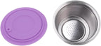 Reusable Coffee Capsule, Stainless Steel Coffee Filter Cup Set, Coffee Capsule Cup with Pressed Powder Cover for Coffee Maker (Purple)