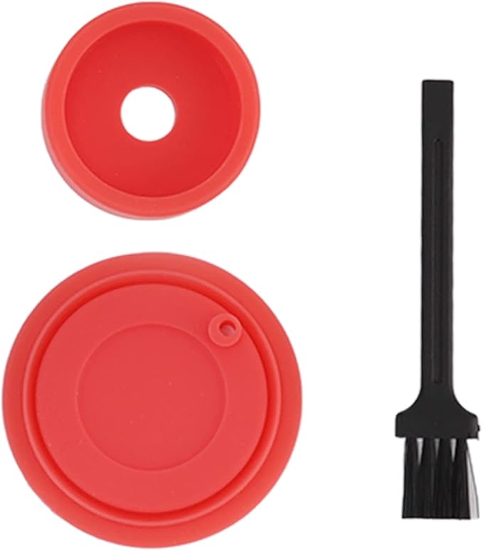 Reusable Coffee Capsule, Stainless Steel Coffee Filter Cup Set, Coffee Capsule Cup with Pressed Powder Cover for Coffee Maker (Red)