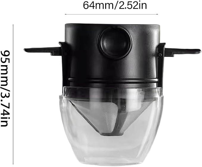 Foldable Travels Coffee Dripper Double Filter Systems Rustproof Stainless Steel Effective Brews Device with Most Mugs Effective Double Layer Coffee Filter