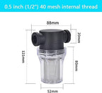 Budget Plastic Water Filter 1/2-1 - Lightweight Pre-Strainer for Fish Tanks, Garden Hose & Outdoor Plumbing(0.5 Inch 40 Mesh in)
