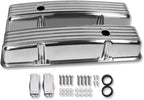 Tall Valve Covers For SBC 283 305 327 350 400 1958-1986 and 15" Oval Air Cleaner Full Finned Polished