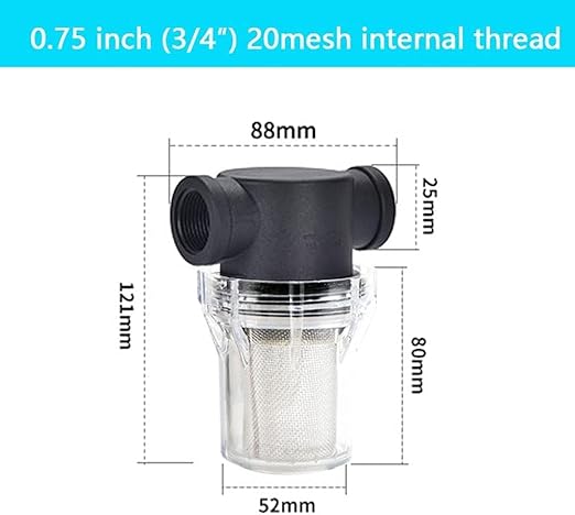 Budget Plastic Water Filter 1/2-1 - Lightweight Pre-Strainer for Fish Tanks, Garden Hose & Outdoor Plumbing(0.75 Inch 20 Mesh in)