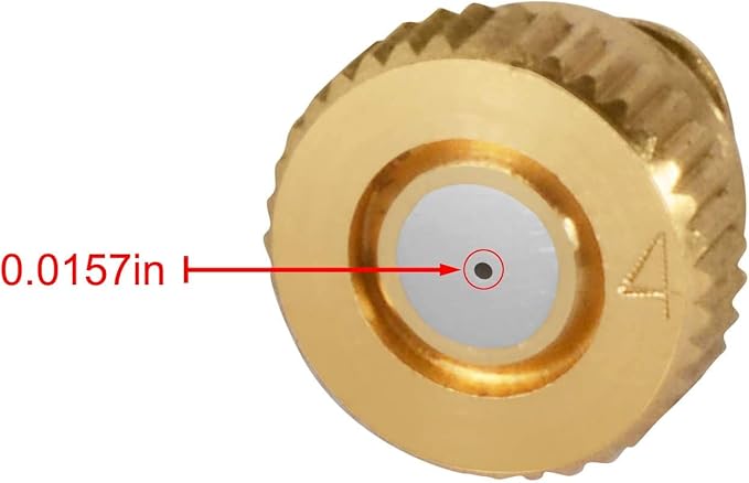 KUWAN 0.016" Orifice (0.4mm) Thread UNC 10/24 Brass Misting Nozzles Low Pressure Atomizing Misting Sprayer Water Hose Nozzle for Greenhouse, Landscaping, Outdoor Cooling Mister System (30PCS)