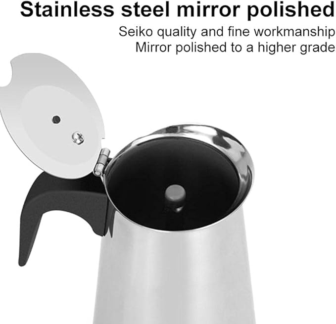 ZJchao Eagle Beak Design Moka Pot Portable Stainless Steel Coffee Maker Pot Pressure Extraction for Rich Flavor Suitable for All Stoves (01)
