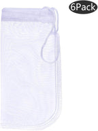 ALEGI Media Filter Bag Aquarium Extra Fine,Reusable 180 Micron Drawstring Mesh Filter Bags for Very Fine Resins Filter (7.5"*3.6" (6 Pack))