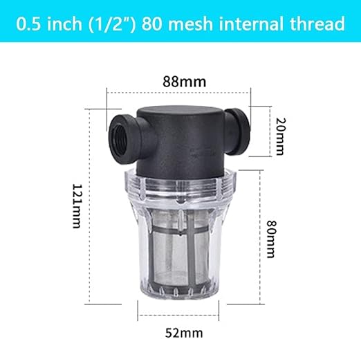 Budget Plastic Water Filter 1/2-1 - Lightweight Pre-Strainer for Fish Tanks, Garden Hose & Outdoor Plumbing(0.5 Inch 80 Mesh in)