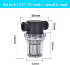 Budget Plastic Water Filter 1/2-1 - Lightweight Pre-Strainer for Fish Tanks, Garden Hose & Outdoor Plumbing(0.5 Inch 80 Mesh in)