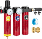 NANPU Z Series 3-Stage Air Filtration System - Sintered, Fine, & Charcoal Filters, 3/4" NPT Inlet, 1/4" NPT Outlet Module, 0-230 psi Gauge, 127 CFM @ 6 bar, Metal Housing, Auto Drain