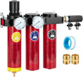 NANPU Z Series 3-Stage Air Filtration System - Sintered, Fine, & Charcoal Filters, 3/8" NPT Inlet, 1/4" NPT Outlet Module, 0-230 psi Gauge, 127 CFM @ 6 bar, Metal Housing, Auto Drain