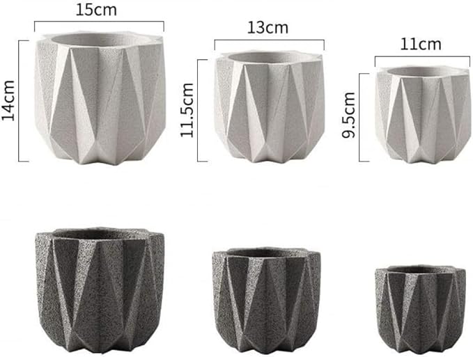 Outdoor Succulent Plantpot Cactus Plant Container Cement Flowerpot Container Modern Simple Planter Flower Vase Meat Plant Cement Container Concrete Flower Plant (Gray1 13cm*11.5cm) (White 13cm*11.5cm)