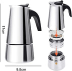 ZJchao Eagle Beak Design Moka Pot Portable Stainless Steel Coffee Maker Pot Pressure Extraction for Rich Flavor Suitable for All Stoves (01)