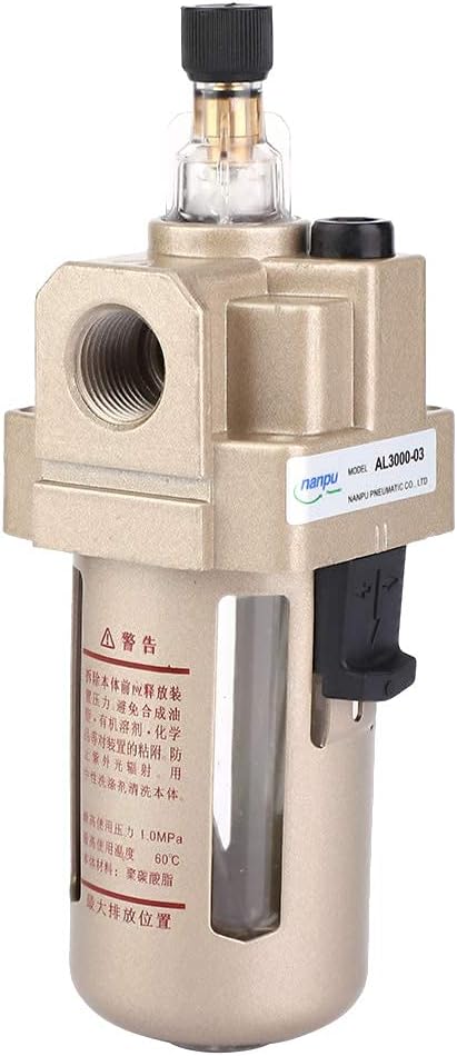 3/8" Compressed Air Line Filter, Air Compressor Drain Oil Mister Water Moisture Trap Separator AL3000-03