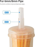 Inline Plastic Fuel Filters Set 10 Pieces For Lawn Garden Equipment And Gas Powered Engines, 6mm/8mm Compatibility