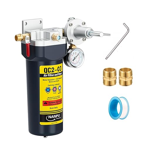 NANPU QC2 1/4" NPT Desiccant Air Dryer with Regulator and Gauge – Inline Moisture Filter for Air Compressor, 1/4" NPT Ball Valve, 120 CFM, 151 PSI – Ideal for Spray Painting and Pneumatic Tools