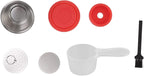 Reusable Coffee Capsule, Stainless Steel Coffee Filter Cup Set, Coffee Capsule Cup with Pressed Powder Cover for Coffee Maker (Red)