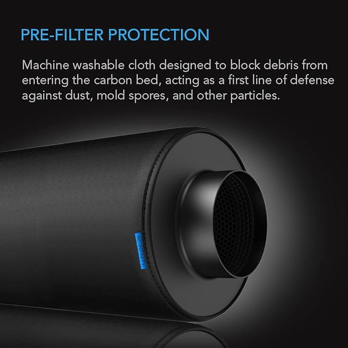 AC Infinity Pre-Filter Cloth 4”, Replacement Inline Filter Sleeve 2-Pack, Fits 4” Carbon Filters for Odor Control in Grow Tents, Indoor Gardening, Hydroponics