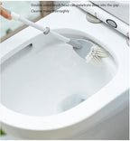 Plastic Toilet Brush，Toilet Bowl Scrubber,Toilet Brush Toilet Brushes and Brush Holders Double Bristles Quick Dry Deep Cleaning Add Long Handle