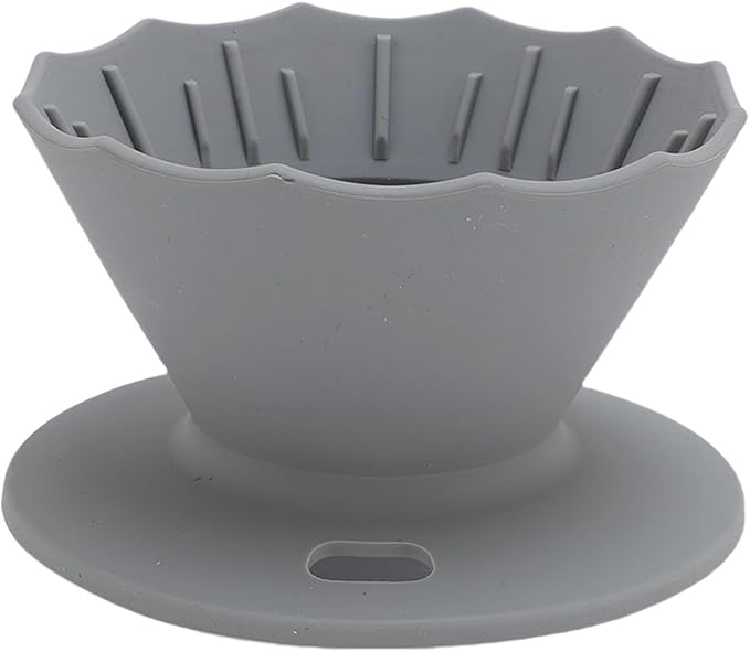 Pour Over Coffee Dripper Silicone Food Grade Portable Hand Brewed Coffee Filter Cup for Travel Outdoor Camping Home Use Lightweight Foldable Easy to Clean Dishwasher Safe Durable (Gray)