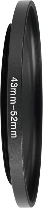43-52mm Metal Step-Up Ring Adapter Compatible with Mirrorless Cameras DSLR Lens, UV CPL ND Filter Thread Converter, Black