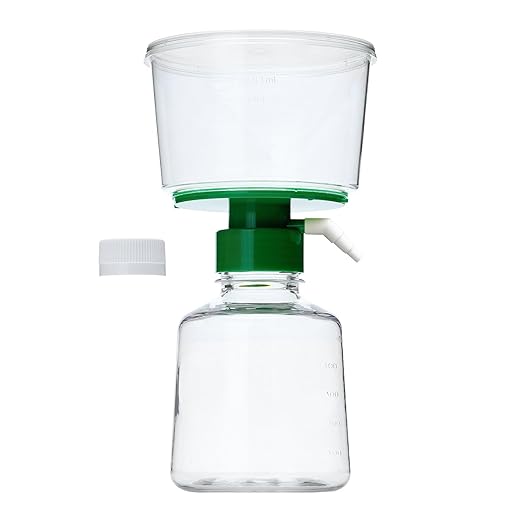 500ml Vacuum Filtration System, Disposable Sterile Vacuum Filter Units with PES Membrane, 0.22μm Pore Size, 90mm Diameter for Laboratory, Chemistry, Graduated, Individually Wrapped, 1/Case