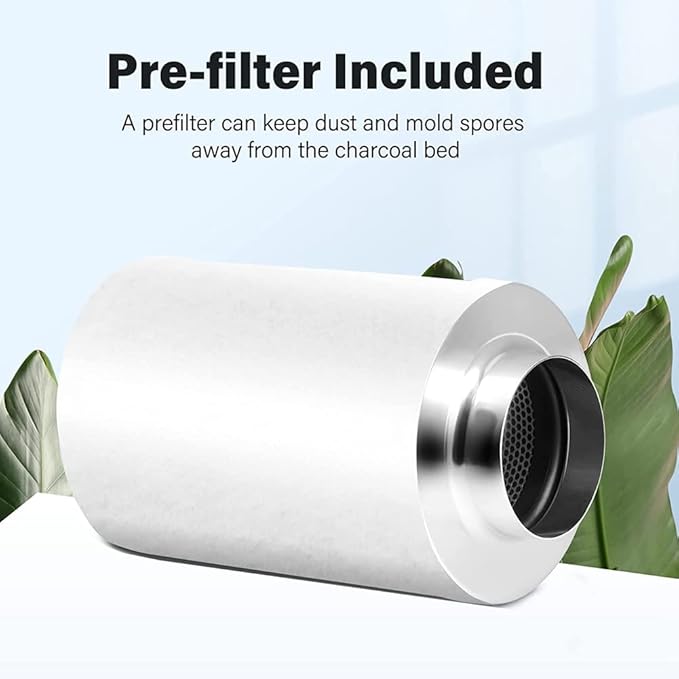 4 Inch Air Carbon Filter Odor Control, Reversible Flange, Pre-Filter Included, Smelliness Scrubber Accessories Parts for Grow Tent Rooms