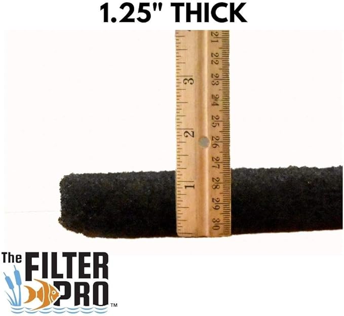 Black Coarse Filter Media, 1.25" Thick, 28" x 240" Roll, Perfect for Aquariums, Ponds or Water Gardens, Made in USA