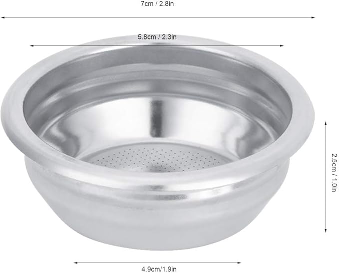 GOTOTOP Coffee Filter, Stainless Steel Filter Basket for 58mm SemiAutomatic Machines, Perfect for Home Baristas and Coffee Shops (For two persons)