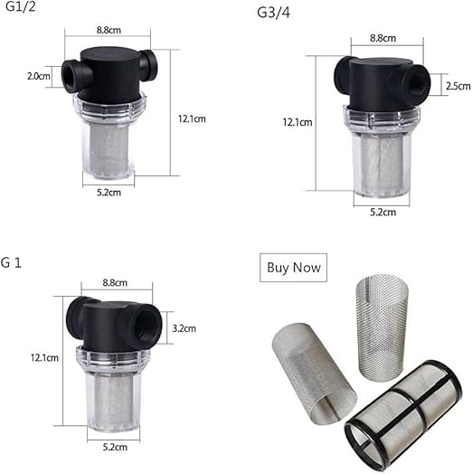 Budget Transparent Inline Filter - 1/2 3/4 1 Plastic Screen for Aquaculture Sediment & Sprinkler Pre-Filtration(G1 40 Mesh)