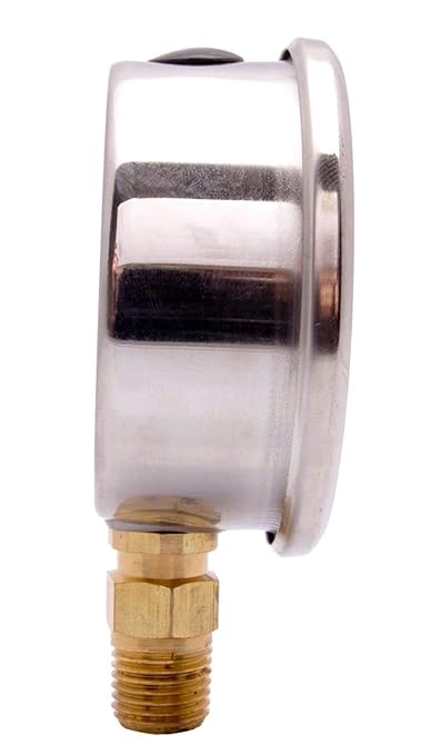 2-1/2" Oil Filled Pressure Gauge - Stainless Steel Case, Brass, 1/4" NPT, Lower Mount Connection, 0-400PSI
