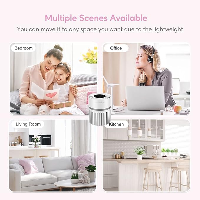 MEGAWISE EPI810 Air Purifier forLarge Room, 215 sq ft Coverage, Real-Time Air Quality Monitor, Fragrance Sponge & Wildfire Smoke, Dust Removal
