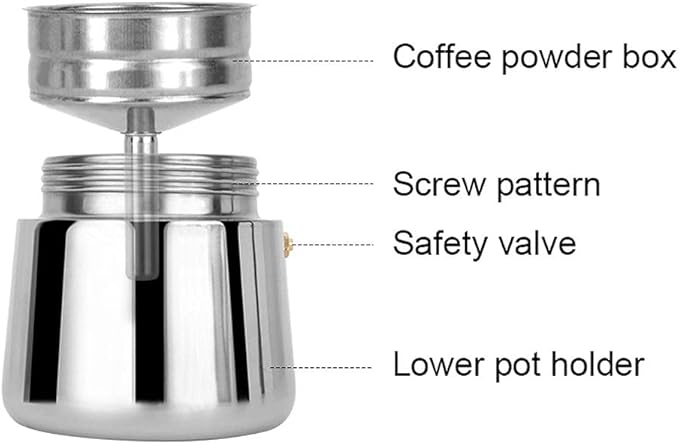 ZJchao Eagle Beak Design Moka Pot Portable Stainless Steel Coffee Maker Pot Pressure Extraction for Rich Flavor Suitable for All Stoves (02)