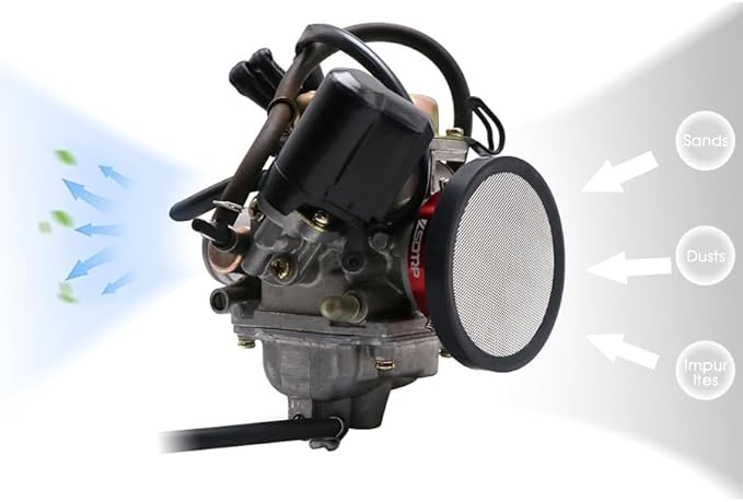 Carburetor Carb Velocity Stack 44mm Air Cleaner Filter Modified Trumpet Aluminum Alloy with Sponge Filter Steel Mesh for GY6 150cc PZ24 PZ30 PHBH Suggest Small Displacement (Red,44mm)