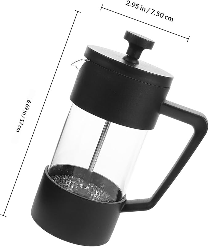 Zerodeko Portable Coffee Maker 350ml Borosilicate Glass Espresso Press with Filter for Cold Brew and Camping Use