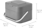 Joseph Joseph Stack Kitchen Food Intelligent Waste Compost Caddy Recycling Bin with Odor Filter, 4 Litre / 1 Gallon - Stone
