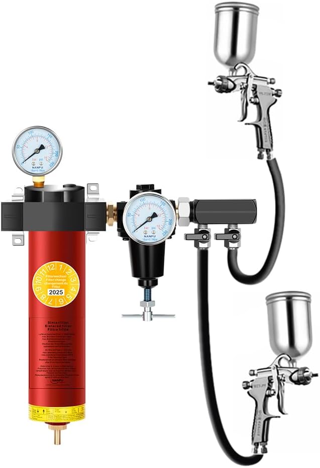 NANPU Z-R Air Filter Regulator– Sintered Filter, 3/8" NPT Inlet, 1/4" NPT Outlet Module, 0-230 psi Gauge, 127 CFM @ 6 bar, Metal Housing, Auto Drain (Z03-R-D)