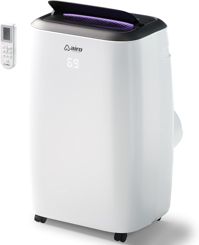 Portable Air Conditioners 8,000 BTU AIRO COMFORT, AC Unit Floor Standing with Remote Control & DYI Installation Kit
