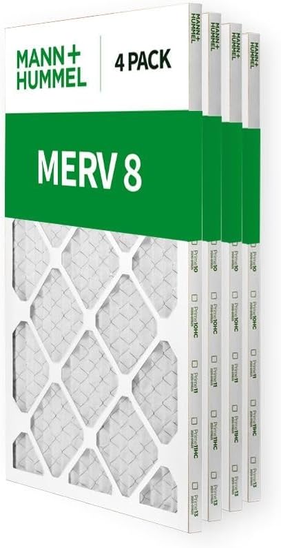 Mann+Hummel 16x25x1 MERV 8 Pleated HVAC AC Furnace Air Filters. 4 Pack. (Exact Size: 15.5 x 24.5 x 0.75 Inches)
