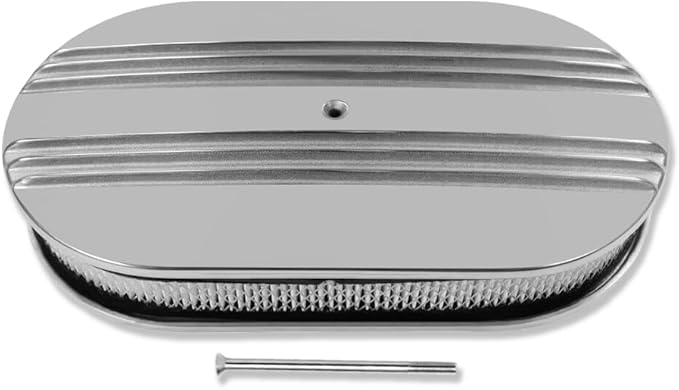 Tall Valve Covers For SBC 283 305 327 350 400 1958-1986 and 15" Oval Air Cleaner Partial Finned Polished